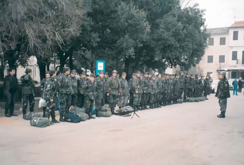 46. Puntari pred odlazak na ličku bojišnicu; Punat, 2. siječnja 1992.